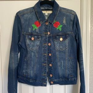 Distressed Denim Rose Jacket